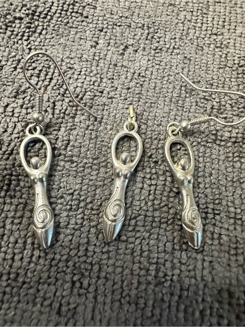 Goddess Silver-Tone Spiral Charm Drop Earrings